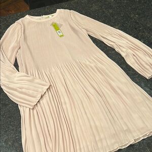 Gianni Bini Light Pink Pleated Long Sleeve Dress